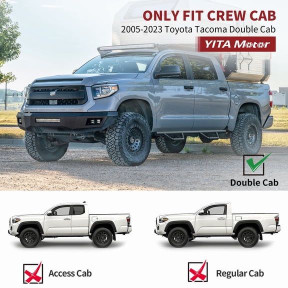 For 2005-2023 Toyota Tacoma Double Cab 3" Drop Bar Running Board Side Step