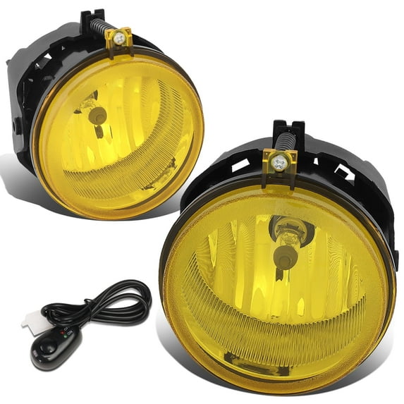 For 2005 to 2010 Dodge Jeep Chrysler Pair of Amber Lens Halogen Front Driving Fog Lights Lamps with Switch 06 07 08 09