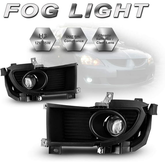 For 2006 2007 Mitsubishi Lancer Fog Lights Clear Lamps+Wiring Harness Kit Switch