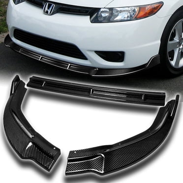 Carbon Fiber Style Front Bumper Lip Splitter For Honda Civic Coupe - 3Pcs ABS Universal Spoiler Kit