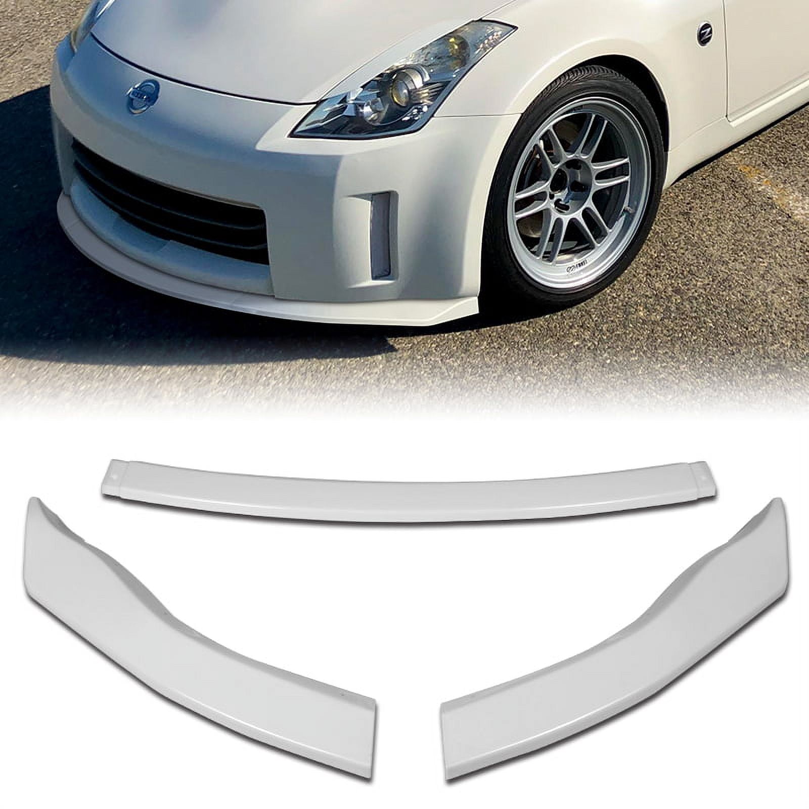HDC Autosports GT-Style Front Bumper Splitter Lip For 2006-2009 Nissan 350Z – Painted Black 3-Piece Kit