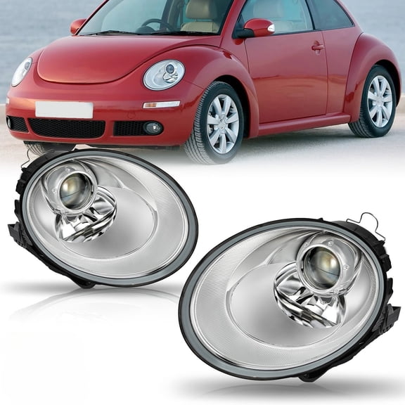 For 2006-2010 Volkswagen Beetle Projector Chrome Headlights Headlamps Left+Right