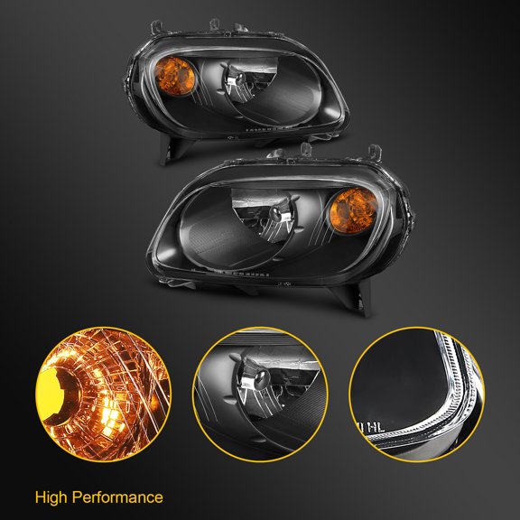 For 2006-2011 Chevy HHR Black Housing Headlights Assembly w/Reflector Pair