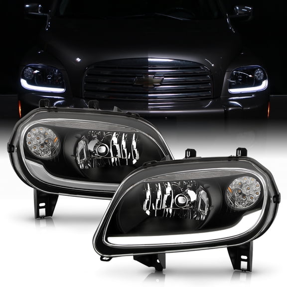 For 2006-2011 Chevy HHR Upgrade Black LED Tube Headlights Headlamps Left+Right