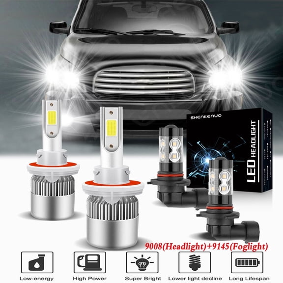 For 2006-2011 HHR Headlights,9008 9145 High and Low Beam Bulbs+9145 Fog Light 4pc