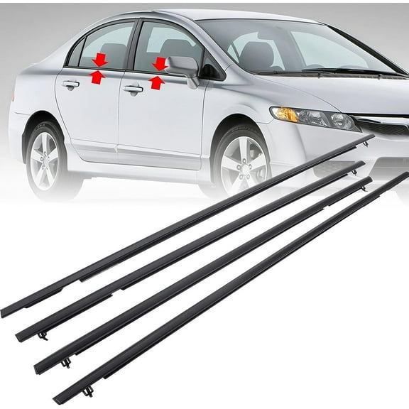 For 2006-2011 Honda Civic Car 4pcs Weather Strip Window Moulding Trim Seal Belt