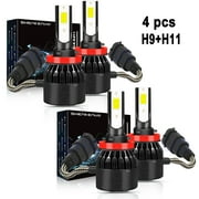 For 2006-2013 Chevrolet Impala LED Headlight Bulbs H11 H9 High/Low Beam 6000K White 4pcs