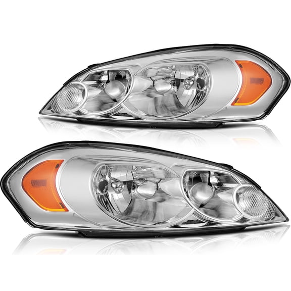 For 2006-2013 Chevy Impala Headlights Assembly Chrome Headlamps Front Left+Right