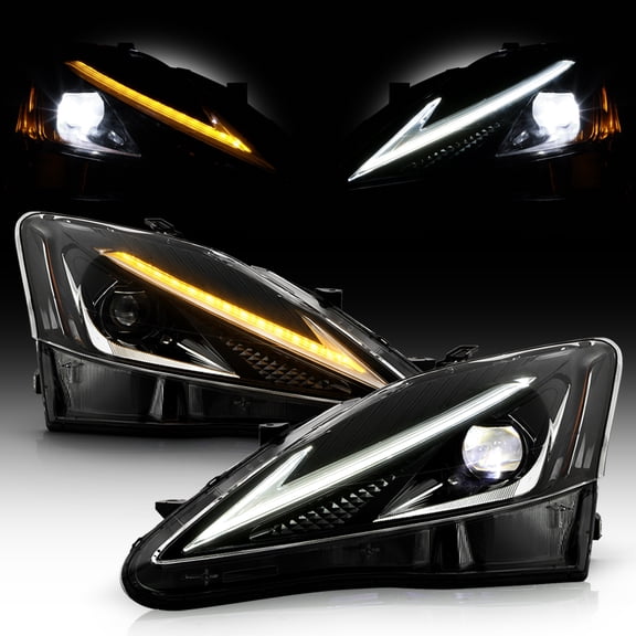 For 2006-2013 Lexus IS250 IS350 Full LED Headlights w/SwitchBack Led Light Bar