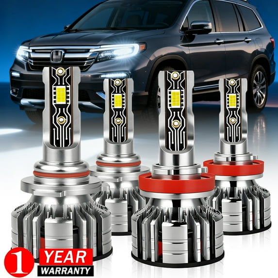For 2006-2018 Honda Pilot LED Headlight Bulbs 9005 H11 High/Low Beam 6000k 4pcs