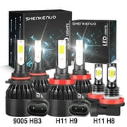 For 2006-2018 Honda Pilot LED Headlight Bulbs 9005 H11 High/Low Beam H11 H8 Fog Light 6000k 6pcs