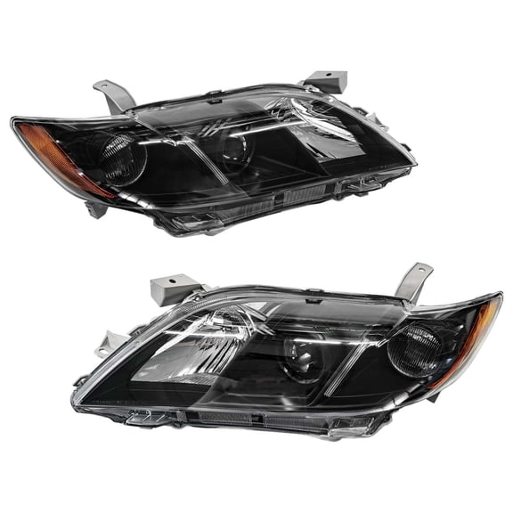 For 2007 2008 2009 Toyota Camry Black Housing Headlights Headlamp Set Left+Right