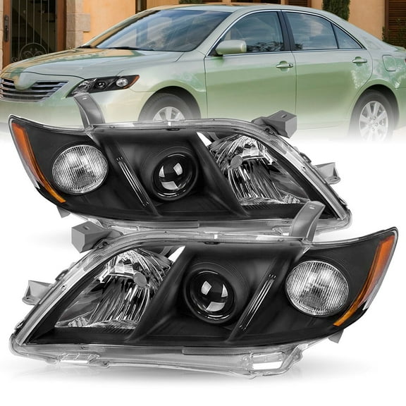 For 2007 2008 2009 Toyota Camry Black Projector Headlight Assembly Headlamps L+R