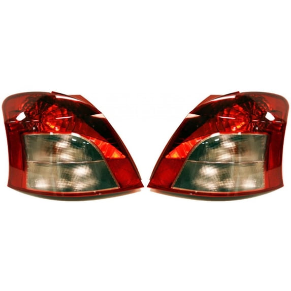 For: 2007 - 2008 Toyota Yaris Rear Tail Lights Lamps Assembly Driver and Passenger Side Pair Replacement TO2801170 TO2800170