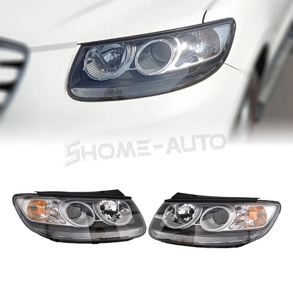 For 2007-2012 Hyundai Santa Fe Pair Headlights Assembly Left Right Halogen Projector