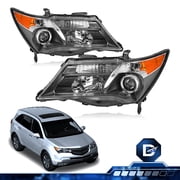 For 2007-2013 Acura MDX Headlights w/o Adaptive HID Black Amber Headlights Assembly Pair