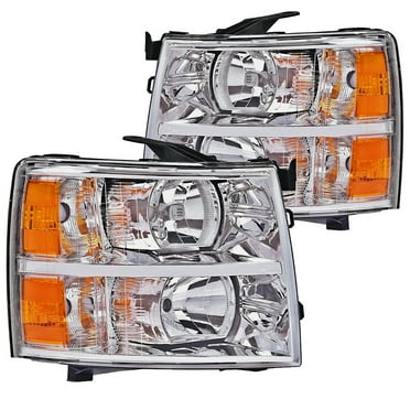 For 2007-2013 Chevy Silverado 1500 2500 HD Chrome Housing Headlights Left+Right