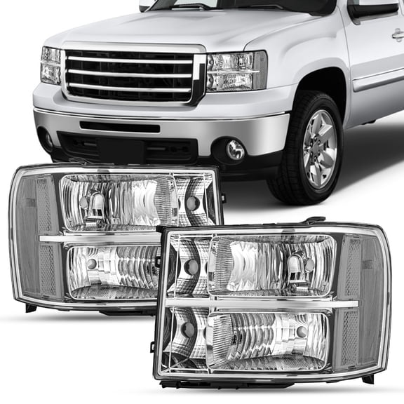 For 2007-2013 GMC Sierra 1500 2500HD 3500HD Clear FACTORY Headlights LH+RH 07-13
