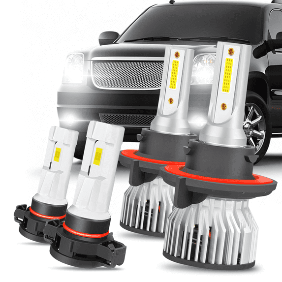 For 2007-2013 GMC Yukon Denali 2Pair LED Headlight Lamps High Low Fog Light Kit Bulbs