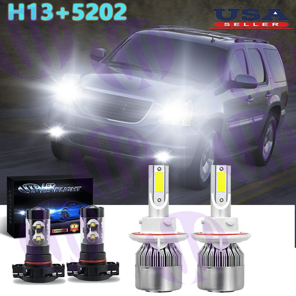 For 2007-2013 GMC Yukon Denali 4x 6000K Front LED Headlight &Fog Light Bulbs Kit