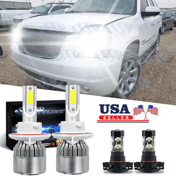 For 2007-2013 Gmc Yukon Denali - 4X LED Headlight High Low + Fog Light Bulb kit