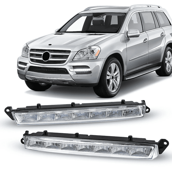 For 2007-2013 Mercedes GL320 GL350 GL450 LED DRL Fog Light Pair w/ Clear Lens