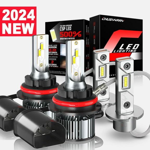 For 2007-2013 Suzuki SX4 4PC White 9007 9004 LED Headlight Bulbs + H3 Fog Light Bulbs Combo