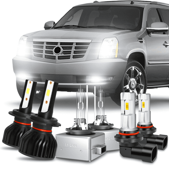 For 2007-2014 Cadillac Escalade 2008 2009 2010 2011 2012 2013 LED/HID Headlight Bulbs High Low Beam Fog Light Set