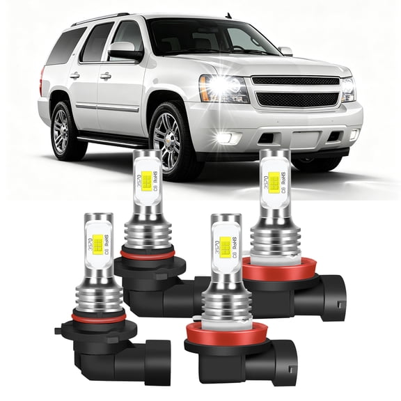 For 2007-2014 Chevy Suburban Tahoe 4pcs 6000K White LED Headlight High Low Beam Bulbs Kit