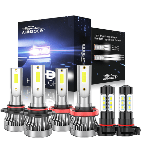 For 2007-2015 2016 Chevy Silverado 1500 2500HD 3500HD, 9005 H11 LED Headlights Kit 5202 Fog Light Bulbs, 6-Pack