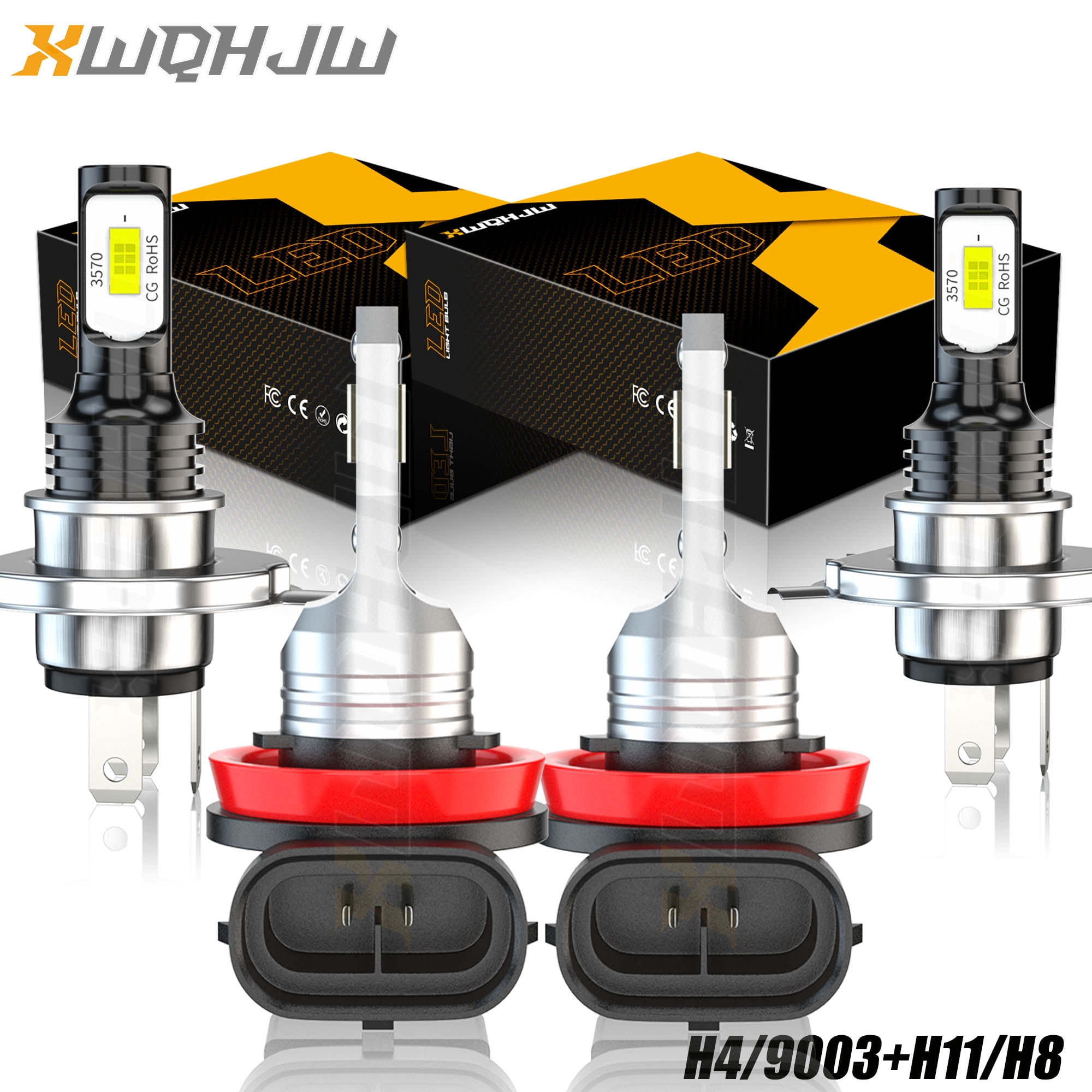 2 Pieces H4 Led Headlight Bulbs High Low Beam Car Lights 90W 12V 12000LM Canbus 2 Pieces H4 Led Headlight Bulbs High Low Beam Car Lights 90W 12V 12000LM Canbus