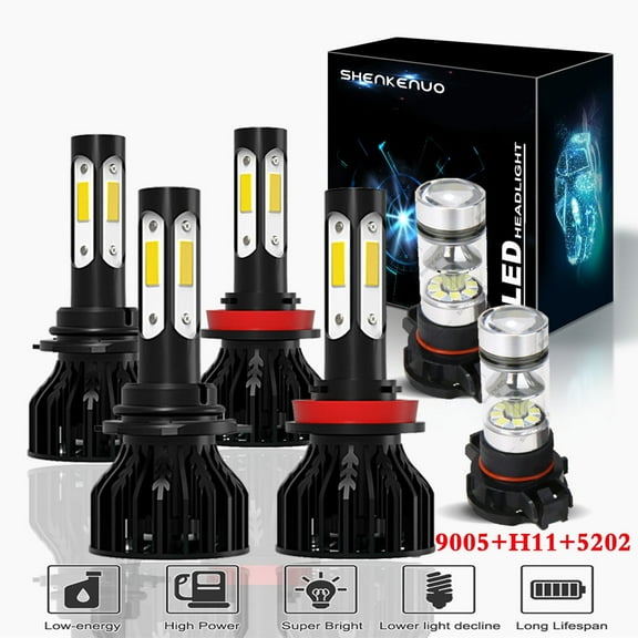 For 2007-2015 chevy Silverado 1500 2500 3500 hd 4 side Headlights,9005 H11 LED High/Low Beam 5202 LED Fog lights