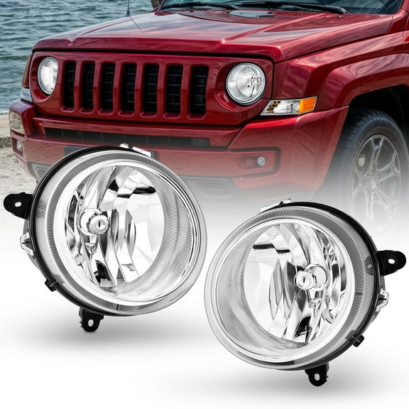 For 2007-2017 Jeep Patriot Halogen Headlights Replacement Left+Right Pair Chrome