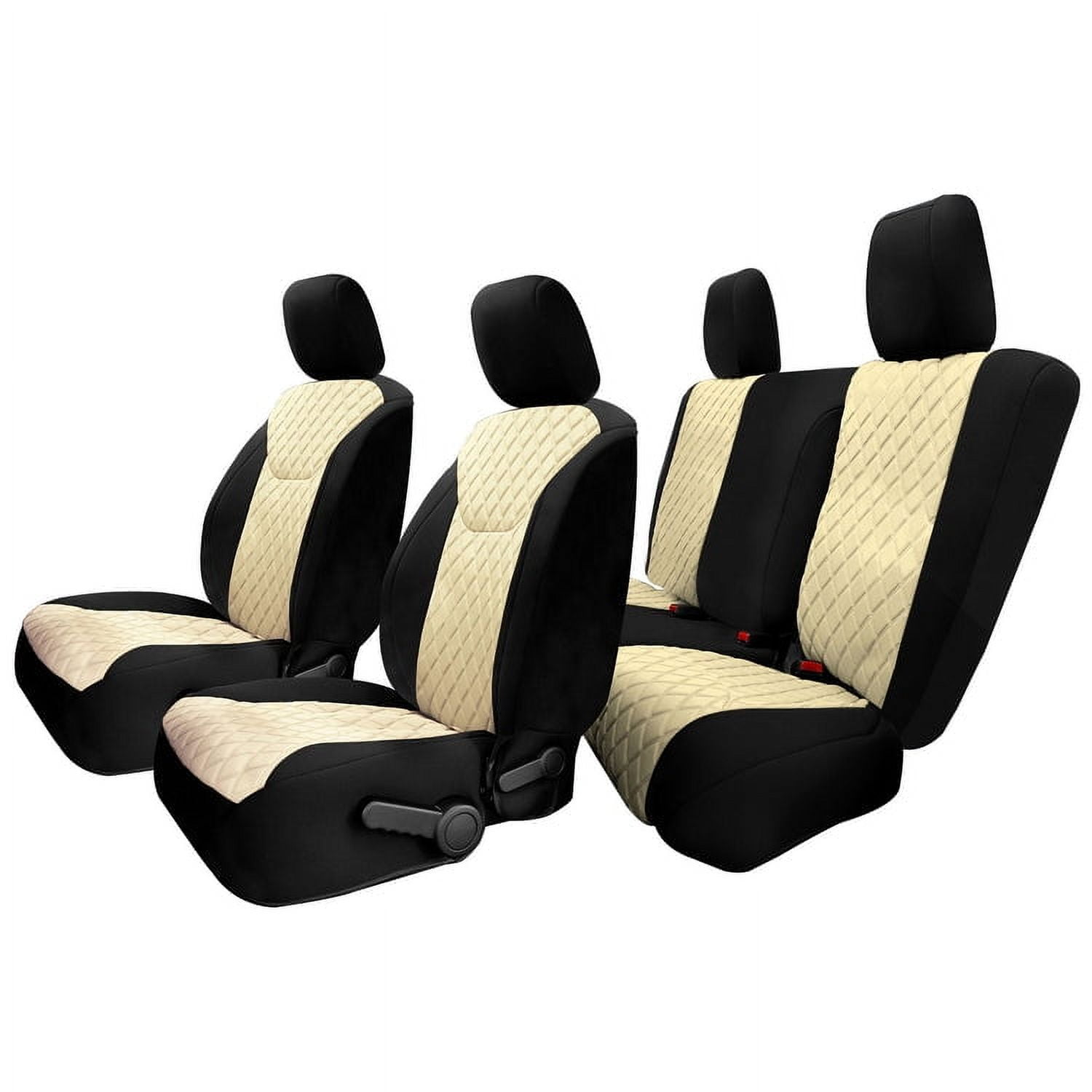 For 2007-2017 Jeep Wrangler JK 2DR FH Group Neoprene Waterproof Custom Fit Car Seat Covers Full Set - Beige