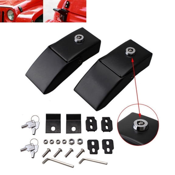 For 2007-2017 Jeep Wrangler JK JKU Locking Hood Catch Latch Buckle Pins Lock USA