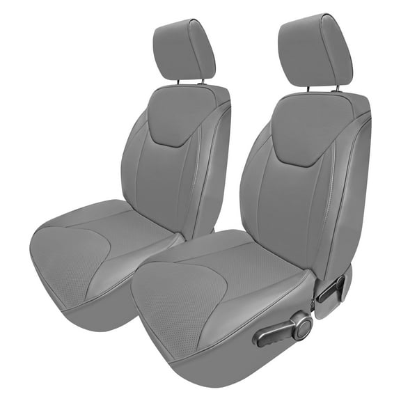 For 2007-2017 Jeep Wrangler JKU 4 Door FH Group Faux Leather Custom Fit Car Seat Covers - Front Seats Solid Gray