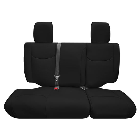 For 2007-2017 Jeep Wrangler JKU 4 Door FH Group Faux Leather Custom Fit Car Seat Covers - Rear Set Black