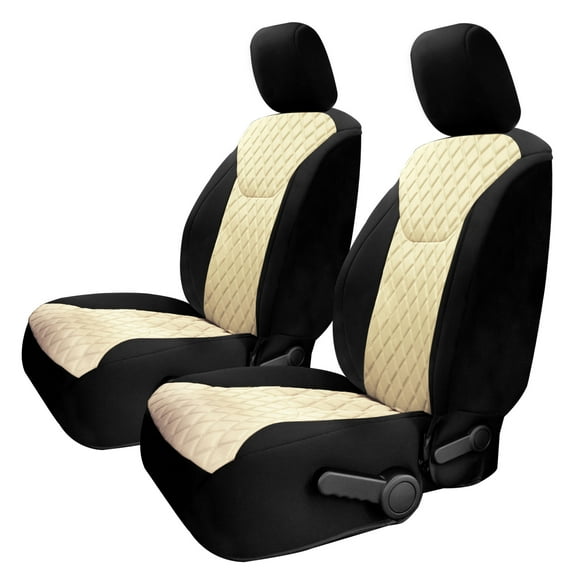 For 2007-2017 Jeep Wrangler JKU 4 Door FH Group Neoprene Waterproof Custom Fit Car Seat Covers Front Set - Beige