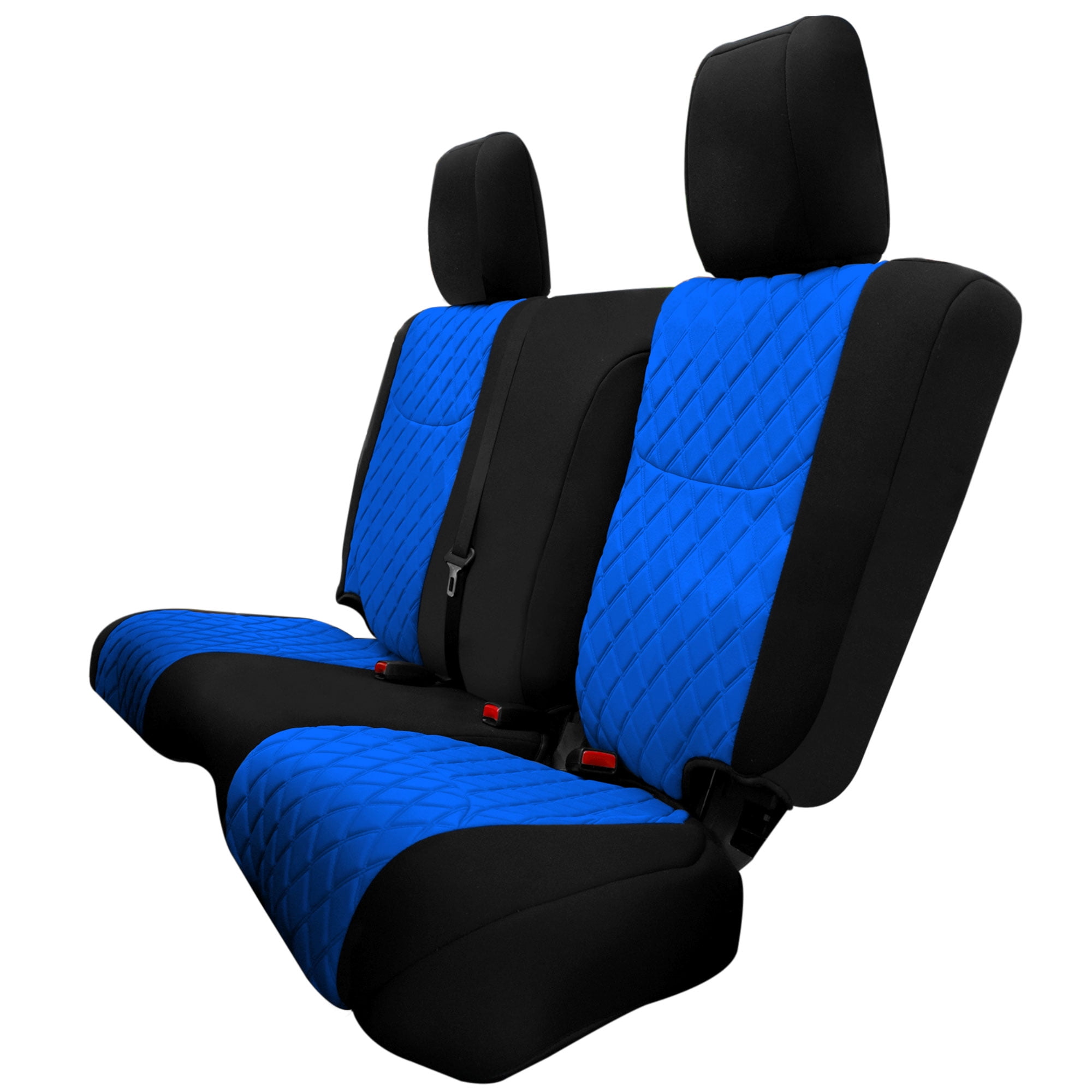 For 2007-2017 Jeep Wrangler JKU 4 Door FH Group Neoprene Waterproof Custom Fit Car Seat Covers Rear Set - Blue