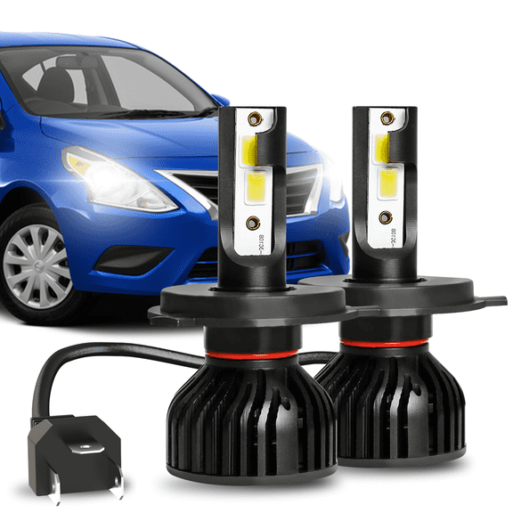 For 2007-2019 2021 Nissan Versa High and Low Beam H4 LED Headlight Bulbs Plug & Play 7000LM 6000K, 2 Bulbs