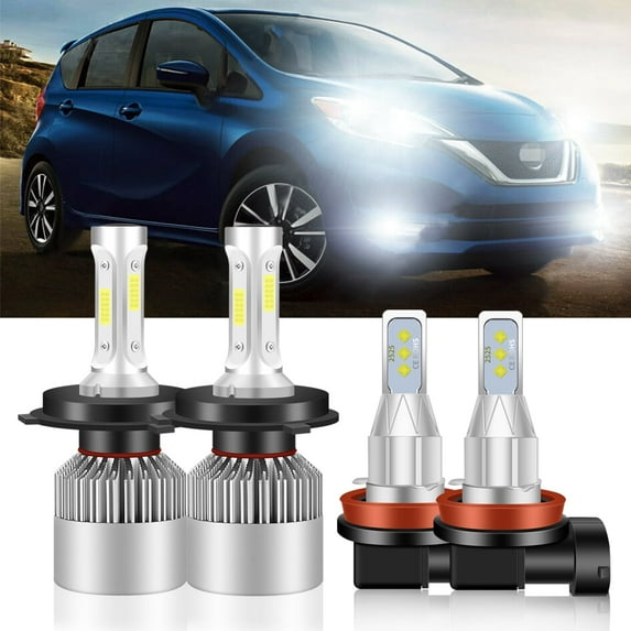 For 2007-2020 Nissan Versa Headlights 9003/H4 LED High/Low Beam H11 Fog light Bulbs 4pc