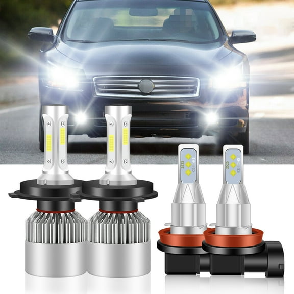 For 2007-2020 Nissan Versa Headlights 9003/H4 LED High and Low Beam H11 Fog lights 4pc