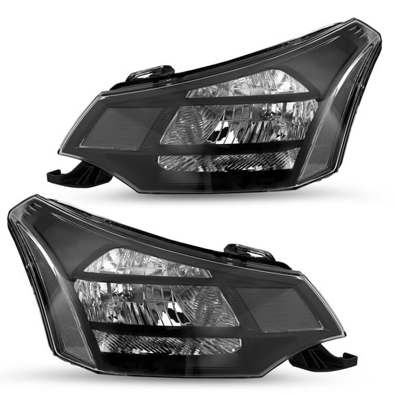 For 2008 2009 2010 2011 Ford Focus [Factory Style] Black Housing Headlights L+R