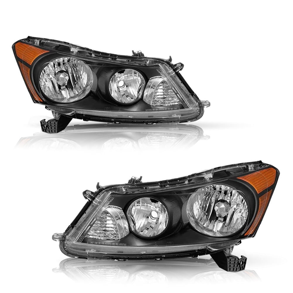 For 2008 2009 2011 2012 Honda Accord Sedan Black Headlights Amber Corner Pair