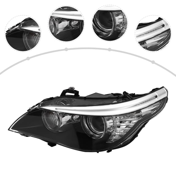 For 2008-2010 BMW 5-Series 528i xDrive/535i xDrive/550i/M5 NON-Without AFS Models, Left Headlight, Driver Side Headlight (Bulb Not Included)