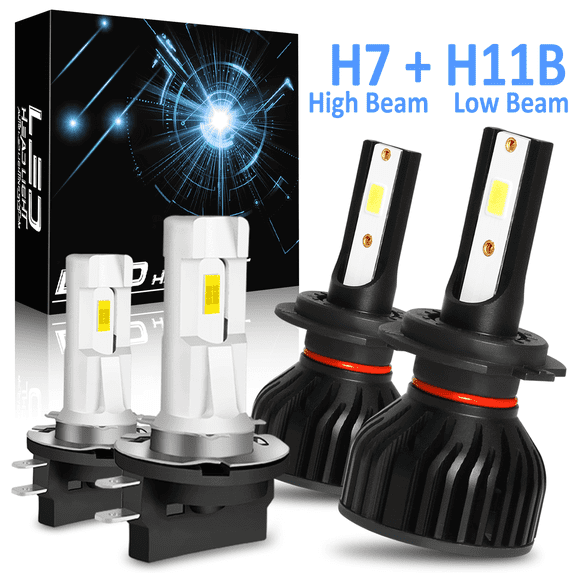 For 2008-2010 Hyundai Entourage 2009 LED Headlight Bulbs H7+H11B High Low Beam Set 4pcs