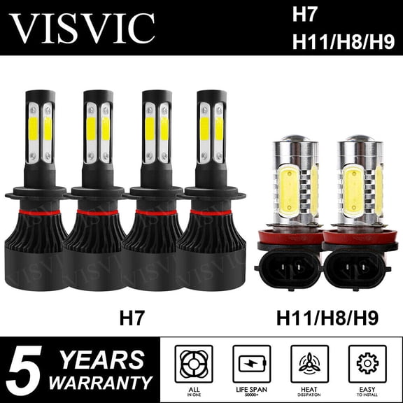For 2008-2010 Mercedes Benz C300 C350 - 6 x 6000K Combo LED Headlight Fog Lights