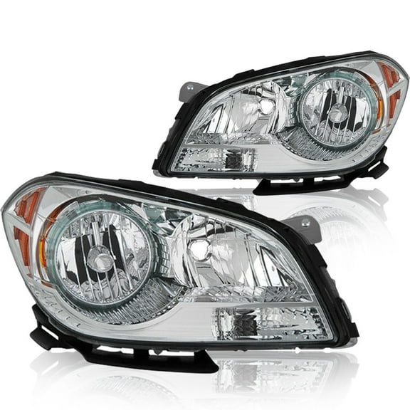 For 2008-2012 Chevy Malibu Chrome Halogen Headlights Headlamps 2Pcs Assembly Set