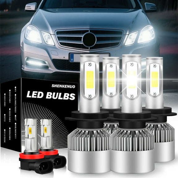For 2008-2012 Mercedes-Benz E350 E550 Combo LED Headlight High Low Beam Fog Light Bulb 6pcs