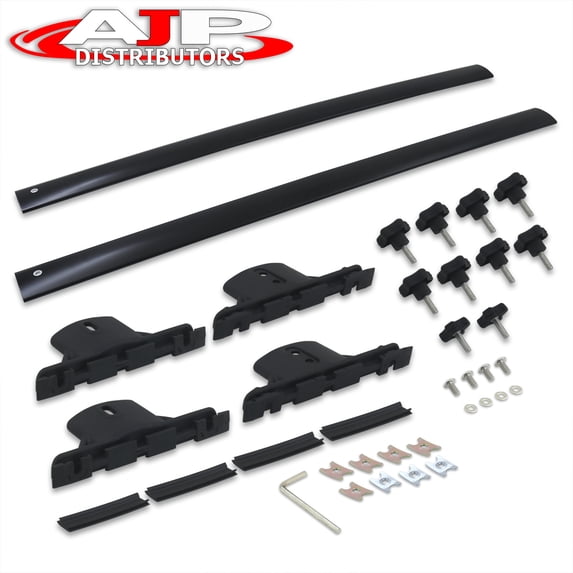 For 2008-2013 Toyota Highlander 2-Piece OE Factory Style Aluminum Roof Rack Rail Cross Bars Top Cargo Luggage Carrier + Hardware (Black) - XU40 SUV